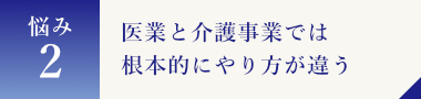 医業と介護事業では根本的にやり方が違う